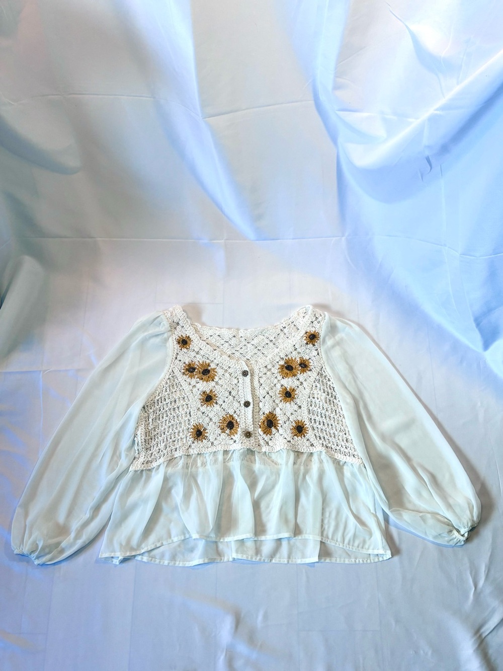 Sunflower Crotchet Chiffon Sleeve
Blouse